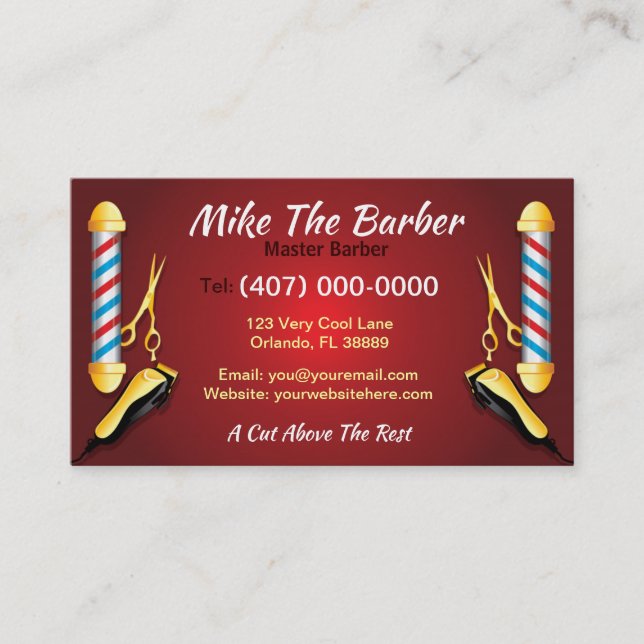 Carte de fidélité Barbershop (Poteau de barbier et (Devant)