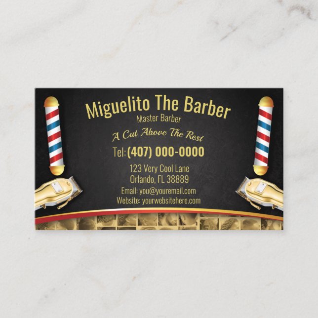 Carte de fidélité Barbershop (Poteau de barbier et (Devant)
