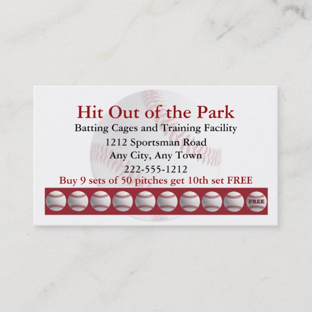 Carte De Fidélité Batterie de baseball Cage Sports Loyalty Punch Car (Devant)
