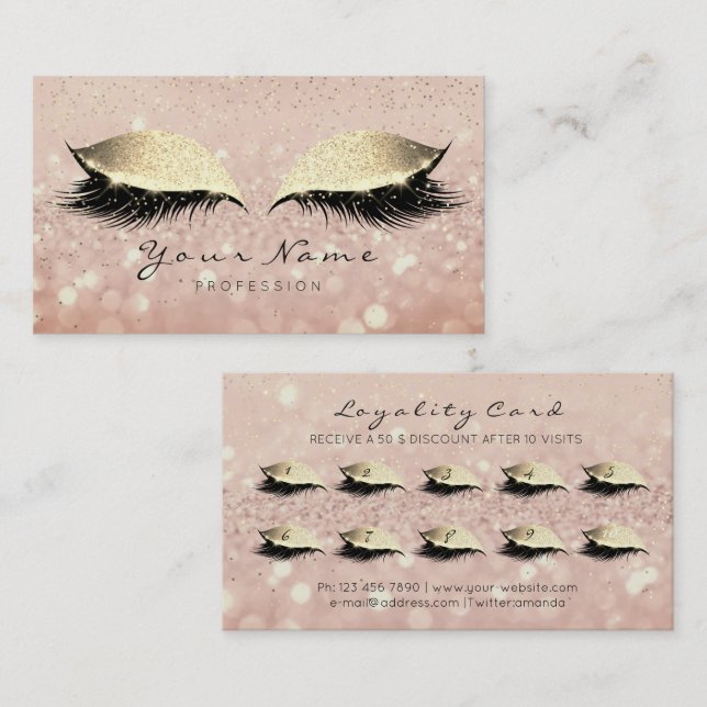 Carte de fidélité Beauté 10 Lashes de maquillage R (Devant / Derrière)