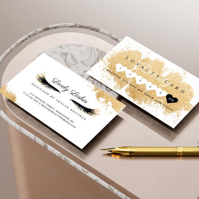 Carte De Fidélité Beauté Or Dusted Mascara Oeil Lashes Luxueux (Beauty Gold Dusted Mascara Eye Lashes Luxurious Loyalty Card)