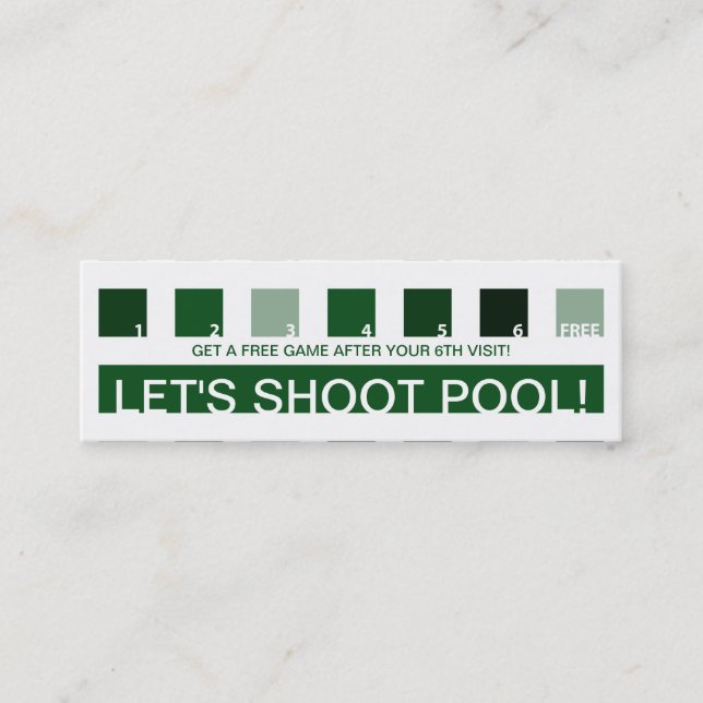 Carte De Fidélité BILLIARDS appréciation du client (carrés de mode) (Devant)