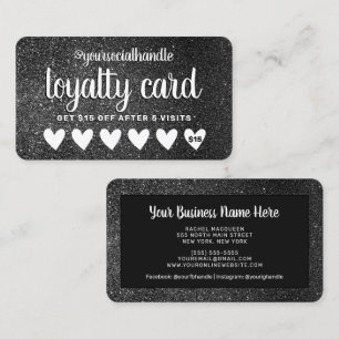 Carte De Fidélité Black Parties scintillant Hearts Client Remise soc
