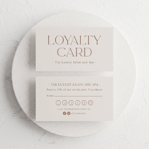 Carte De Fidélité Blanc Crème Neutre et Taupe   Client Haut de Gamme