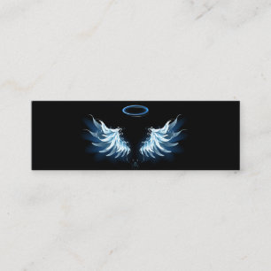 Carte De Fidélité Blue Glowing Angel Wings on black background