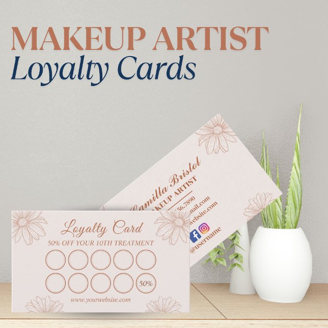 Carte De Fidélité Blush Pink Loyalty Card for Salon & Beauty Artists (Blush Pink Loyalty Card for Salon & Beauty Artists)