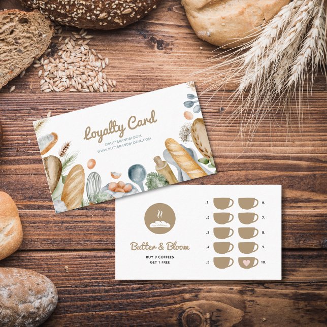 Carte De Fidélité Boulangerie Boho Café gratuit (Boho Bakery Free Coffee Loyalty Card)