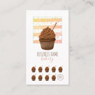 Carte De Fidélité Boulangerie Café Cupcake Baker Pâtisserie Chef Cat