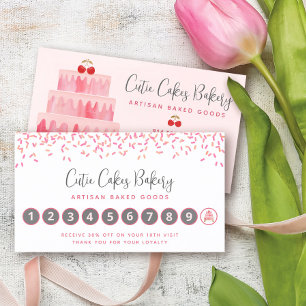 Carte De Fidélité Boulangerie De Gâteaux Blush Rose Arroses Pâtisser