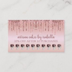 Carte De Fidélité Boulangerie Parties scintillant Rose Gold Loyalty