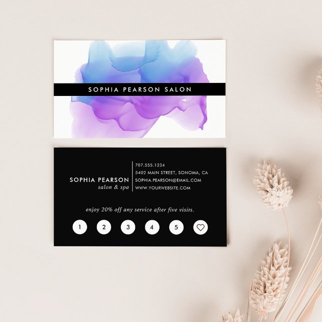 Carte De Fidélité Boulot d'aquarelle Indigo moderne (Créateur téléchargé)