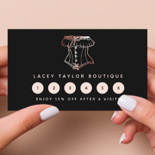 Carte De Fidélité Boutique de lingerie de logo de corset vintage