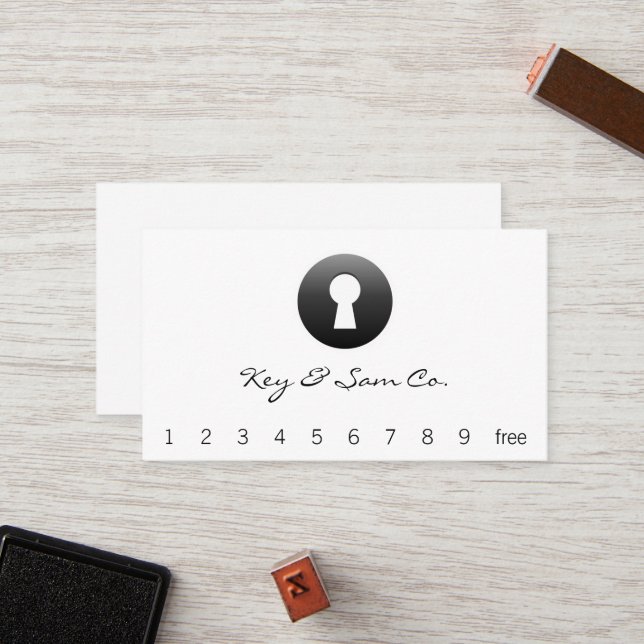 Carte De Fidélité Bouton de trou de la serrure (Devant/Arrière en situation)