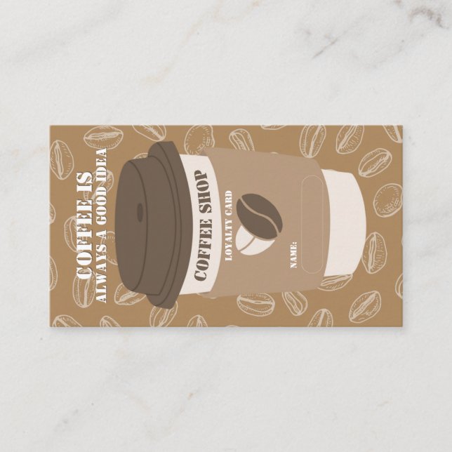 Carte De Fidélité Brown Editable Coffee House Stamp Loyalty Card (Devant)