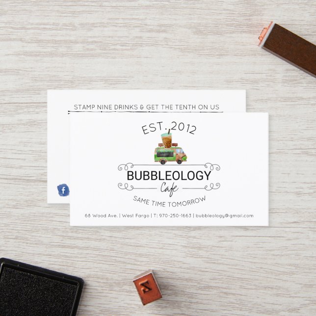 Carte de fidélité Bubble Tea Shop (Devant/Arrière en situation)