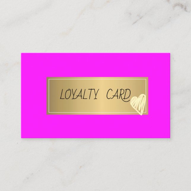 Carte De Fidélité Cadre professionnel, Coeur Or rose Fluorescent (Devant)