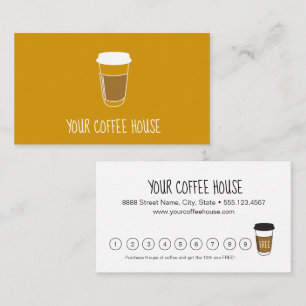Carte De Fidélité Café personnalisé jaune moutarde
