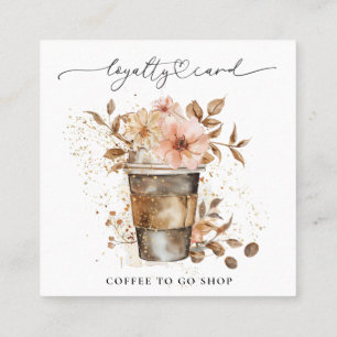 Carte De Fidélité *~* Café pour aller Fleurs Coeurs récompenses QR