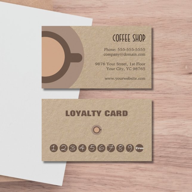 Carte De Fidélité Café simple et unique Kraft Loyalty Card (Créateur téléchargé)