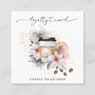 Carte De Fidélité *~* Café To Go Espresso QR Rewards Floral