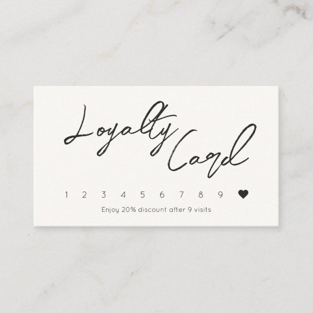 Carte De Fidélité Calligraphie minimale Code QR commercial écrit à l (Devant)