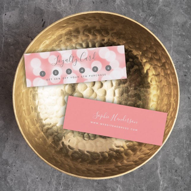 Carte De Fidélité Calligraphie moderne Champagne rose Bokeh Lumières (Créateur téléchargé)