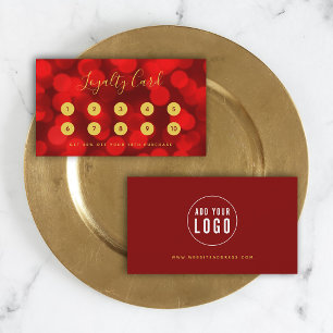 Carte De Fidélité Calligraphie moderne et tendance Ruby Red Bokeh