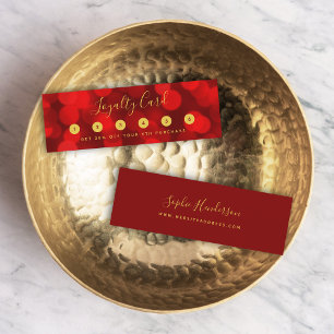 Carte De Fidélité Calligraphie moderne et tendance Ruby Red Bokeh Lu