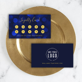 Carte De Fidélité Calligraphie moderne Sapphire Blue Bokeh Lumières