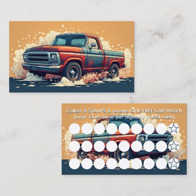 Carte De Fidélité car wash stamp card (Devant / Derrière)