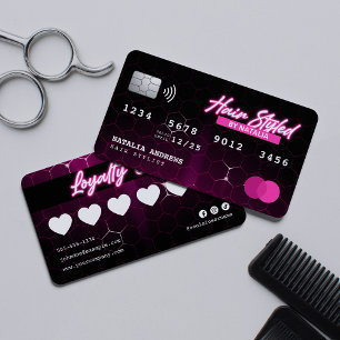 Carte de Fidélité Carte de Crédit Coiffeur Pink Ne