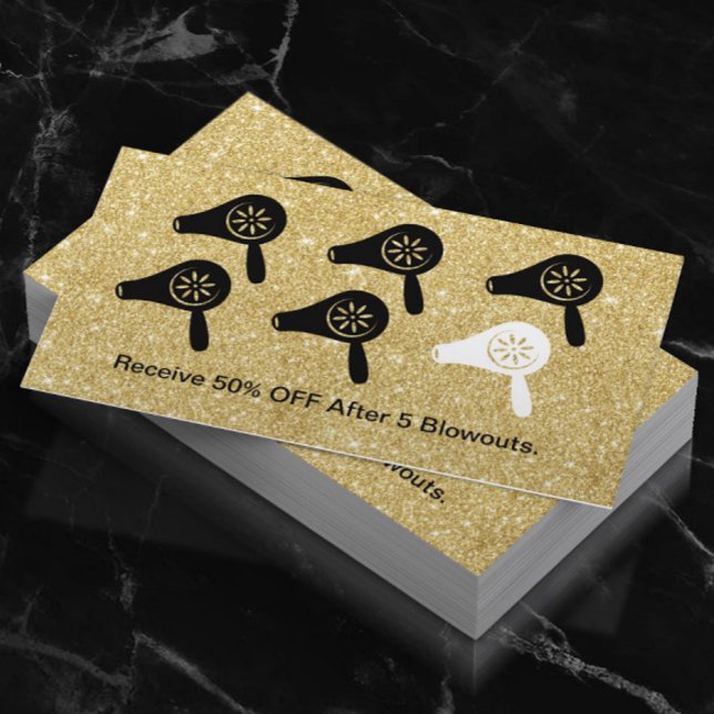 Carte De Fidélité Cheveux Blow Dry Bar Moderne Salon Or Loyauté (Créateur téléchargé)