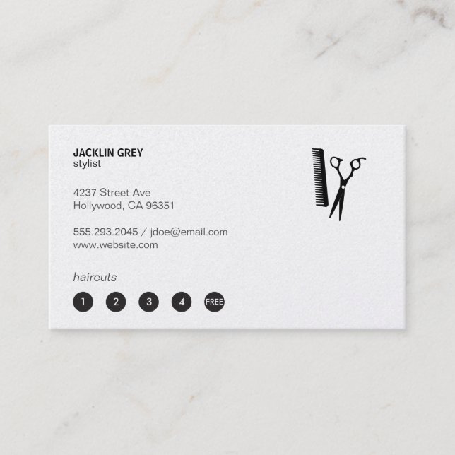 Carte De Fidélité Cheveux et peigne (punch card 5) (Devant)