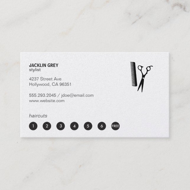 Carte De Fidélité Cheveux et peigne (punch card 7) (Devant)