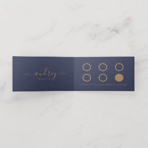 Carte De Fidélité Chic Elegant Marine Blue Gold Signature Merci