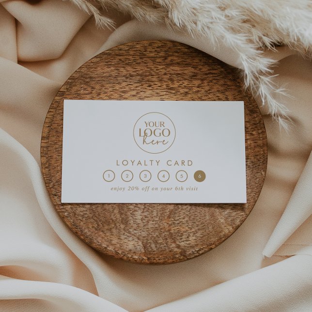 Carte De Fidélité Chic Gold Typographie Logo Business Reward 6 Punch (Créateur téléchargé)