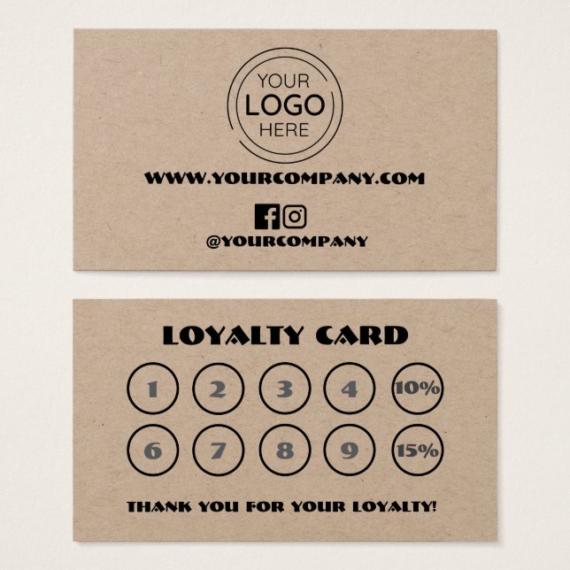 Carte de fidélité chic personnalisée du logo de l' (Devant & derrière)