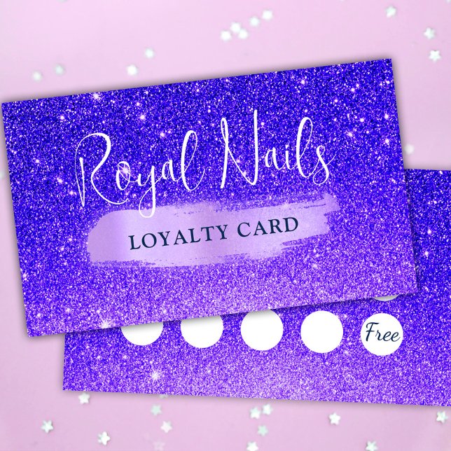 Carte de fidélité Chic SPA Parties scintillant Nai (Chic Glitter SPA Nail Makeup Lashes Loyalty Card)