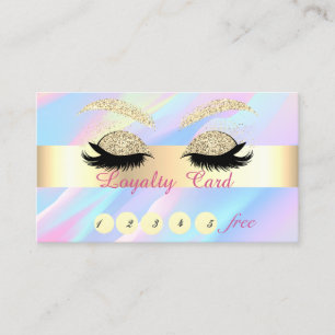 Carte De Fidélité Cils faux pailletés abstraits holographiques or