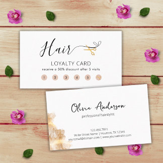 Carte De Fidélité Ciseaux d'or Coiffeur Coiffeur Salon de beauté
