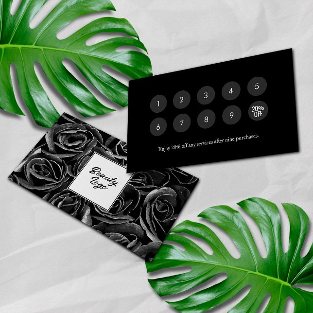 Carte De Fidélité Clou | Beauty Salon Loyalty Card Roses noirs (Créateur téléchargé)