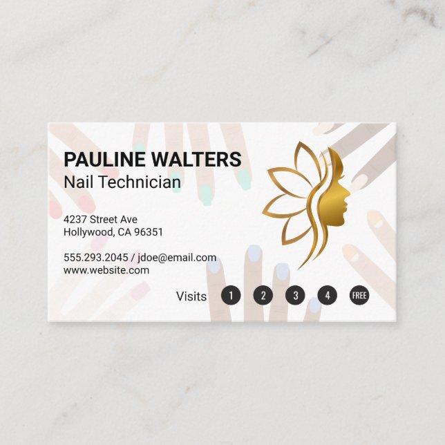 Carte De Fidélité Clou rose | Loyauté | Beauté (Devant)