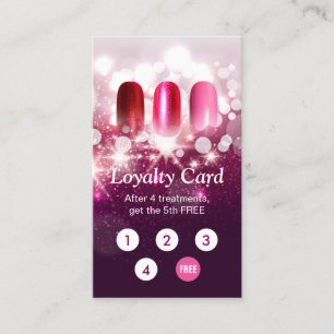 Carte De Fidélité Clou Salon Parties scintillant rose Loyauté Puncar
