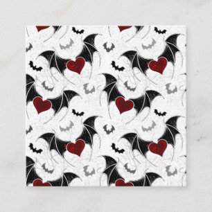 Carte De Fidélité Coeur d'Halloween avec ailes de chauve-souris noir