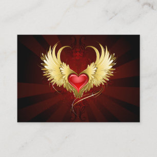 Carte De Fidélité Coeur rouge avec ailes d'or