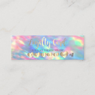 Carte De Fidélité Cœurs Professionnels Opale Iridescent Holographiqu