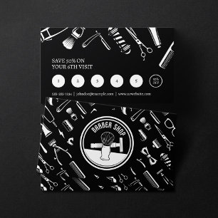 Carte De Fidélité Coiffeur de Salon de Coiffure Minimaliste Noir et