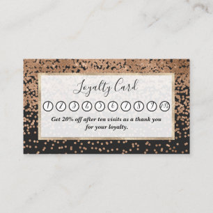 Carte De Fidélité Confetti Noir Noir Chic Moderne Polka Dot Noir
