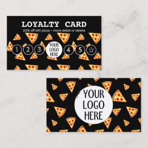 Carte De Fidélité Cool pizza tranches motif Pizzeria Votre logo noir