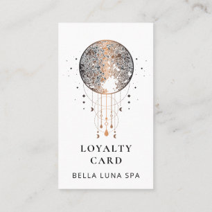 Carte De Fidélité *~* Cosmos Celestial Boho QR Rewards Gold Stars